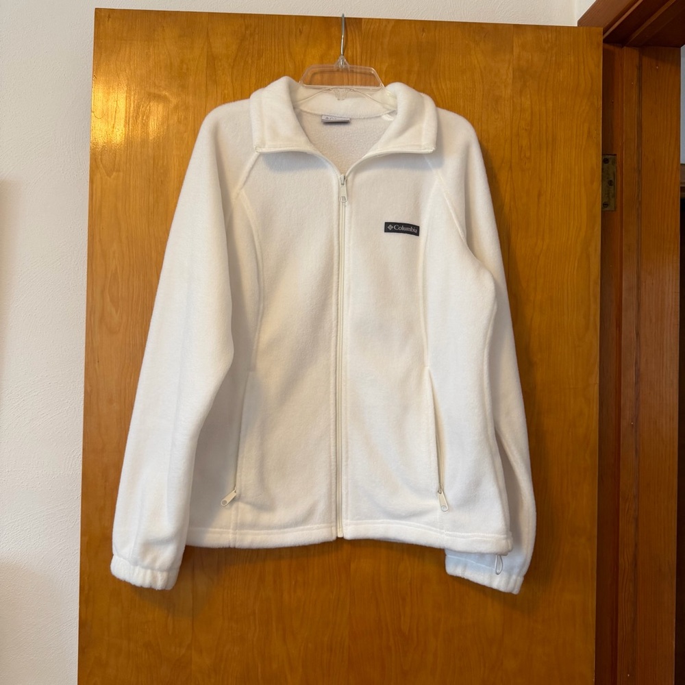 Columbia White Fleece Zip-up Jacket Size M